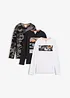 Lot de 3 T-shirts manches longues 100% coton, bonprix