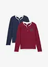 Lot de 2 T-shirts col tunisien à manches longues, bonprix
