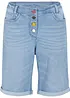 Bermuda en jean confort stretch avec broderie et taille confortable, bonprix