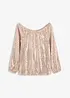 T-shirt oversize à sequins encolure Bardot, bonprix