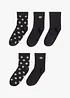 Lot de 5 paires de chaussettes mi-hautes avec bordure sans imprimé, bonprix