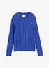 Grobstrick-Pullover aus reiner Baumwolle mit Zopfmuster, bonprix