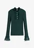 T-shirt manches longues en fine maille avec volants en mousseline, bonprix