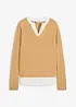 Pull en fine maille avec empiècement chemisier, bonprix