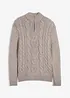 Troyer Pullover mit Zopfmuster, bonprix