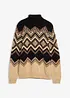 Pull col roulé à motif ikat, bonprix