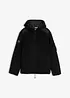 Teddy-Fleece Jacke mit Web-Besatz und Kapuze, bonprix