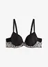 Soutien-gorge à coques avec dentelle bicolore, bonprix
