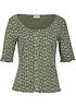 Ripp-Shirt mit Blumendruck, Halbarm, bonprix