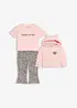 Sweat zippé, T-shirt et legging en coton (ens. 3 pces), bonprix