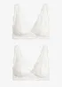 Lot de 2 soutiens-gorge bralette en dentelle, sans armatures, bonprix