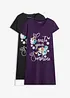 Lot de 2 chemises de nuit courtes 100% coton, bonprix