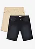 Lot de 2 bermudas regular à taille élastiquée en denim léger et coloré, bonprix