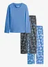 Pyjama (3-tlg.Set) aus reiner Baumwolle, bonprix