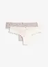Lot de 2 slips brésiliens en dentelle  à imprimé floral, bonprix