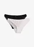Lot de 2 slips mini à dentelle douce, bonprix