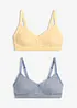 Gepolstertes Bralette ohne Bügel  mit Ajour aus Bio-Baumwolle (2er Pack), bonprix