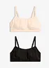 Bralette ohne Bügel mit Baumwolle (2er Pack), bonprix