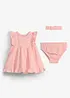 Robe bébé avec culotte et bandeau assortis 100% coton (ens. 3 pces), bonprix