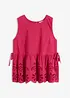 Blouse sans manches avec broderies anglaises, fendue sur les côtés, bonprix