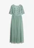 Abendkleid aus zartem Tüll mit Paillettenstickerei, bonprix
