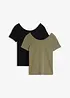 Lot de 2 T-shirts à décolleté plongeant dans le dos, bonprix