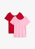 Lot de 2 T-shirts à décolleté plongeant dans le dos, bonprix