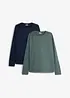 Lot de 2 T-shirts manches longues 100% coton, bonprix
