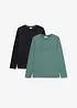 Lot de 2 T-shirts manches longues 100% coton, bonprix