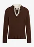 Gerippter Feinstrickpullover mit Viskose in 2 in 1 Optik, bonprix