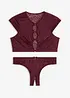 Brassière et slip ouvert avec accessoires dorés (ens. 2 pces), bonprix