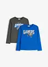 Lot de 2 T-shirts manches longues en coton doux, bonprix