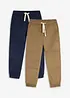 Lot de 2 pantalons regular en coton doux, taille élastiquée, bonprix