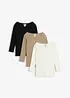 Rippshirt mit 3/4-Arm aus reiner Bio-Baumwolle (3er Pack), bonprix