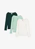 Lot de 3 T-shirts côtelés à col tunisien 100% coton, bonprix
