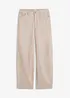 Pantalon barrel en twill de coton, taille élastiquée, bonprix