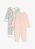 Lot de 2 combipyjamas douces, 100% coton, bonprix