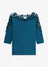 T-shirt à empiècement crochet, manches 3/4, bonprix