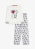 Pyjama 100% coton avec application en flanelle (ens. 2 pces), bonprix