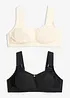 Lot de 2 soutiens-gorge sans armatures, coton, bonprix
