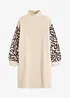 Oversized Strickkleid mit Leomuster, bonprix