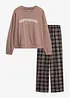 Loungewear Sweat Hausanzug mit Flanellhose, bonprix