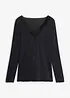 Ultralight Langarmshirt mit V-Ausschnitt und Spitze aus Kaschmir-Mix, bonprix