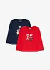 Lot de 2 T-shirts manches longues de Noël, 100% coton, bonprix