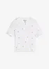 T-shirt côtelé et brodé 100% coton, bonprix