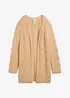 Longstrickjacke aus feinem Merinowoll-Mix mit Ajourmuster, bonprix