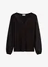 Langarmshirt mit Spitzenbesatz am V-Ausschnitt, bonprix