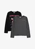 Lot de 2 T-shirts manches longues coton de Noël, bonprix
