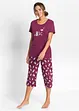 Capri Pyjama mit kurzen Ärmeln, bonprix