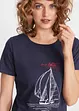 Baumwoll T-Shirt mit Seitenschlitz und Druck, bonprix